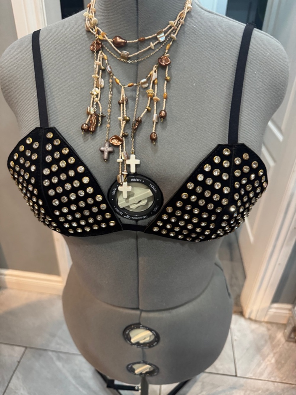 Free People understated leather Rhinestone Bralette